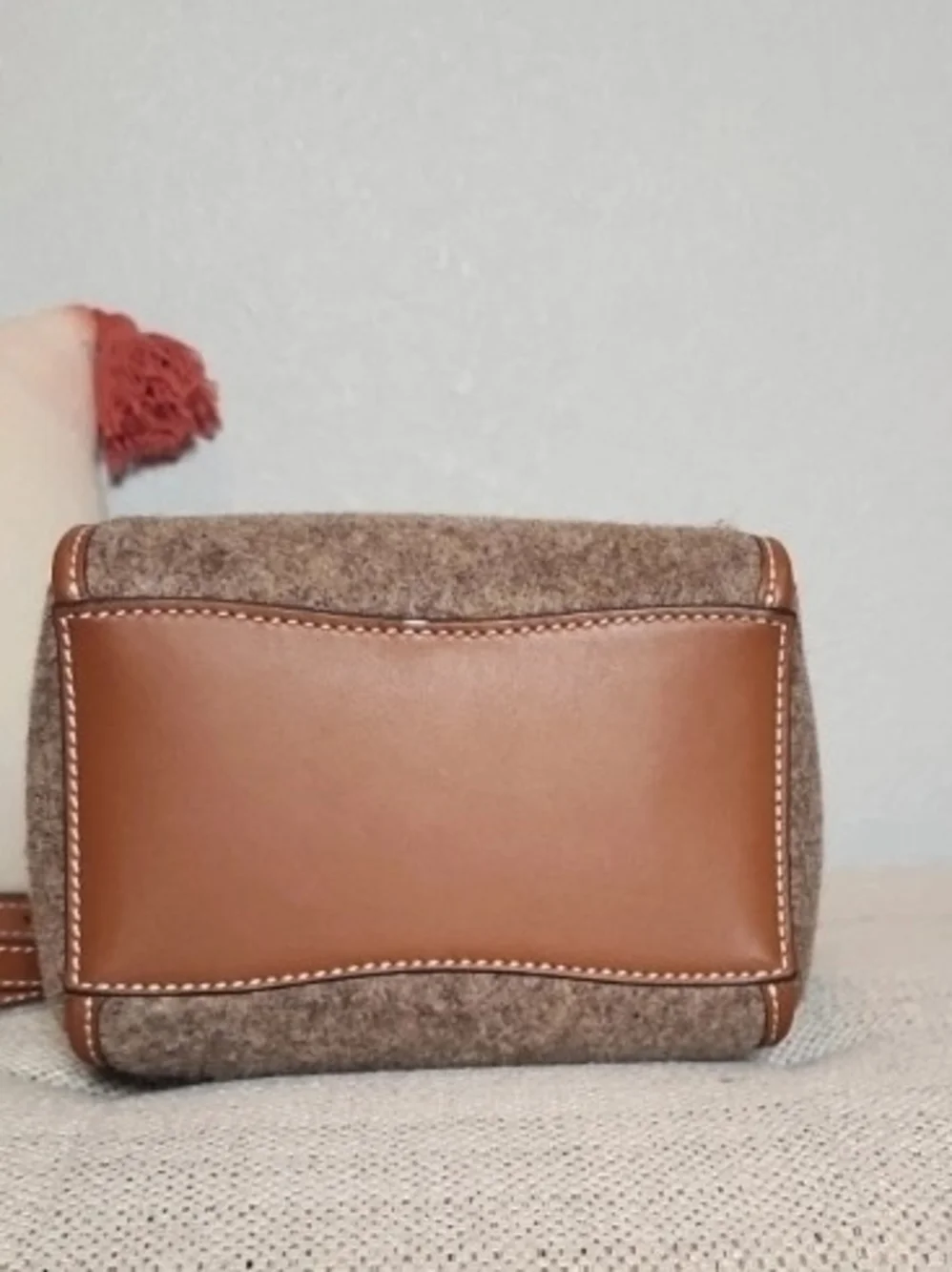 Tory Burch Brown Wool-Blend Mini Shoulder Bag